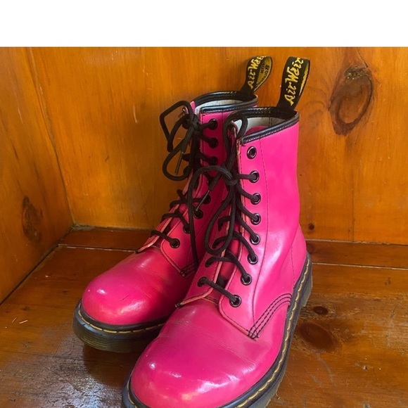 Dr Martens Bright Pink Boots Combat 1460 Size 7 - Picture 4 of 8
